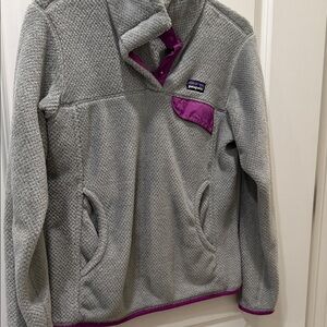 Patagonia Kids Fleece Jacket in Gray and Purple